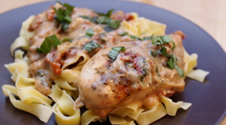 Chicken Wrapped in Crescent Rolls with Sun-Dried Tomato Cream